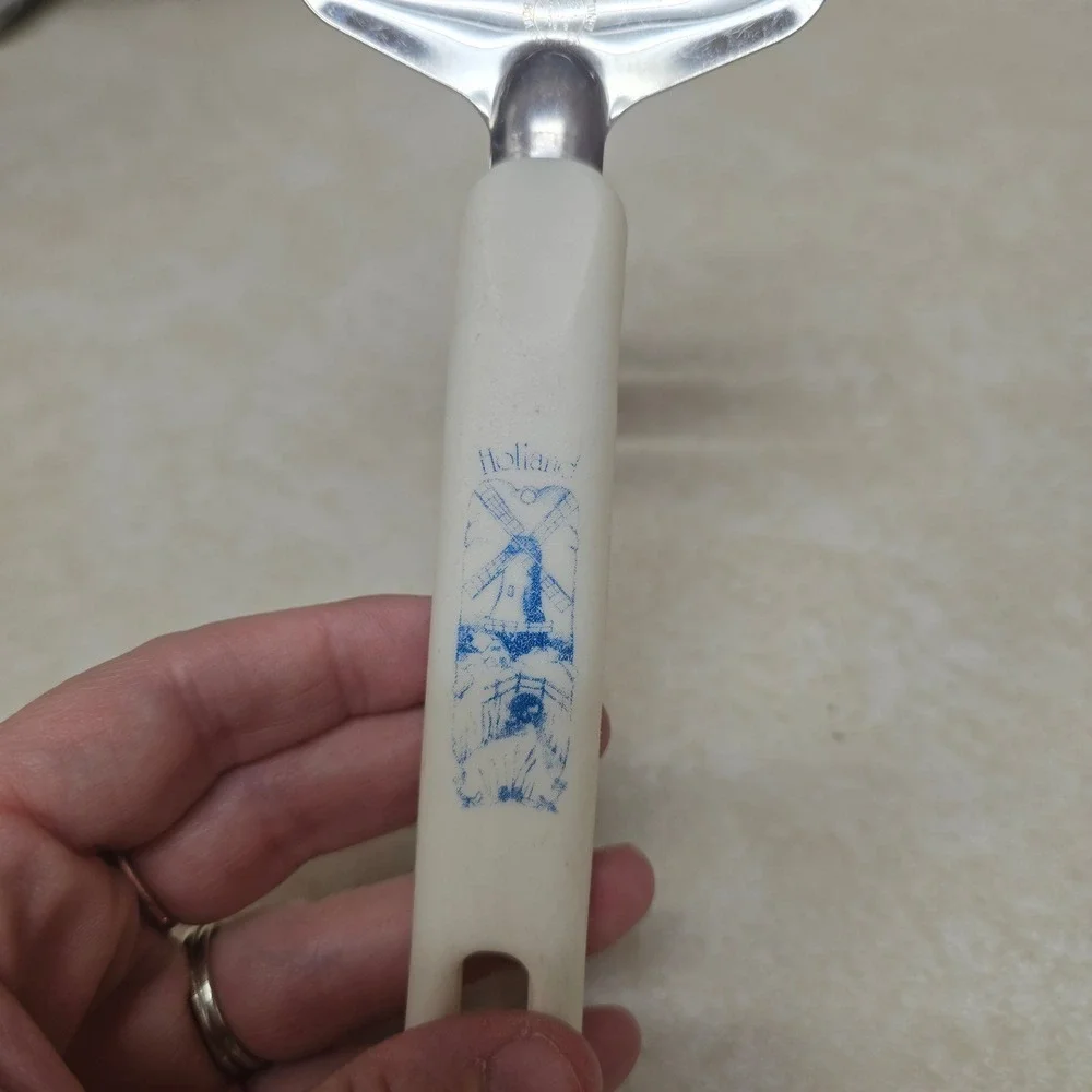 Vintage Holland Edam Cheese Slicer Plane‎ Stainless Steel Windmill Handle White